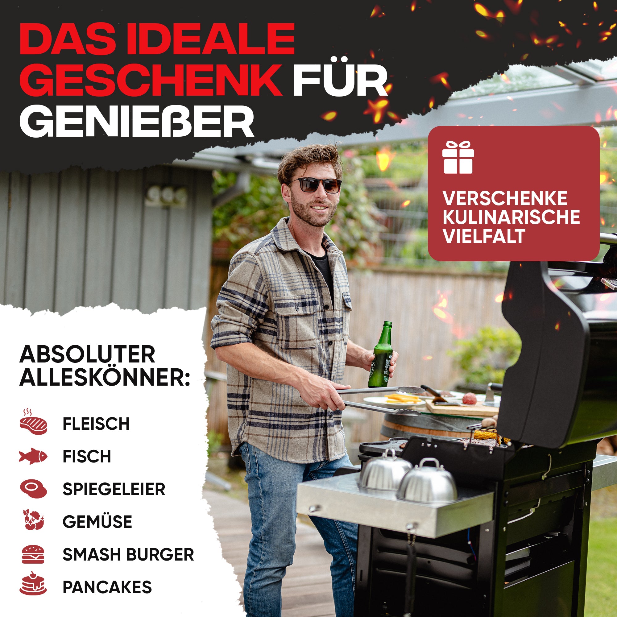 Smash Burger Set komplett – Burgerpresse, Burgerglocken, Grillzange & Zubehör für perfekte Burger